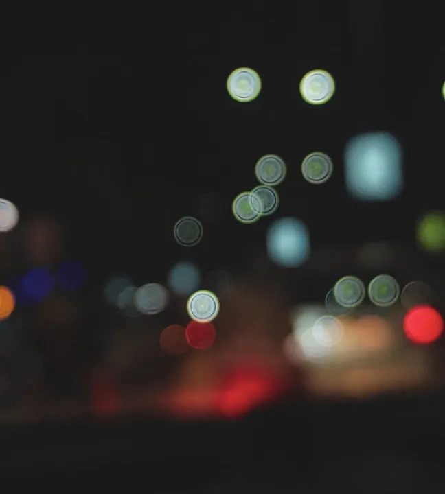 Night street scene with the XT888 Black Mist filter, soft highlight bloom